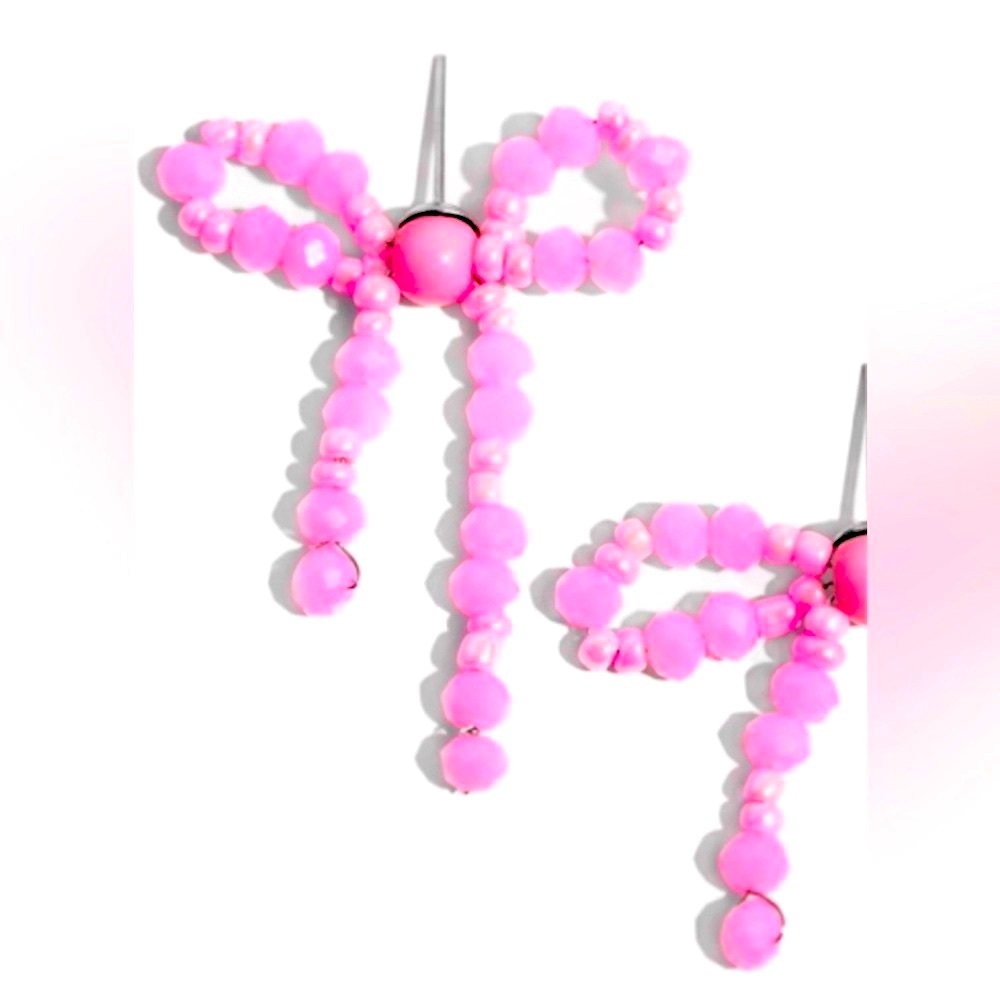 🩷🩷 “THE BOW MUST GO ON” PINK POST EARRINGS ~ PAPARAZZI❗️🩷🩷 - Picture 3 of 5